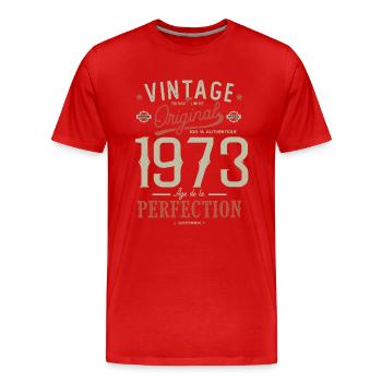 Zeitalter der Perfektion 1973 Jubiläum 50 Jahre - Männer Premium Bio T-Shirt - Rot - Vorne - Damien (186cm)