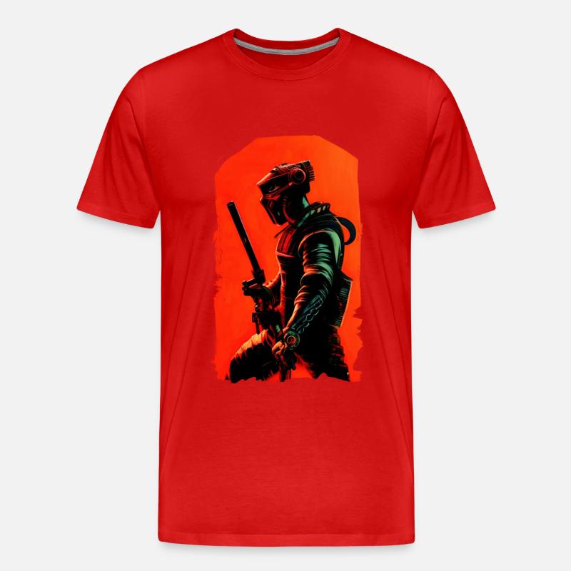 Steampunk Samurai - Männer Premium Bio T-Shirt - Rot