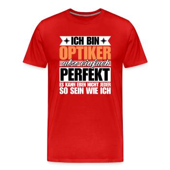 Perfekter Optiker - Männer Premium Bio T-Shirt - Rot - Vorne - Damien (186cm)