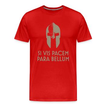 Ligne latin Spartan Helm Si Vis Pacem Para Bellum - T-shirt bio Premium Homme - rouge - Devant - Damien (186cm)