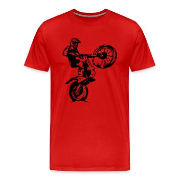 Trials rider Wheelie - Men's Premium Organic T-Shirt - red - Front - Damien (186cm)