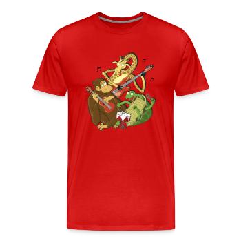 Zoo animals make music - Men's Premium Organic T-Shirt - red - Front - Damien (186cm)