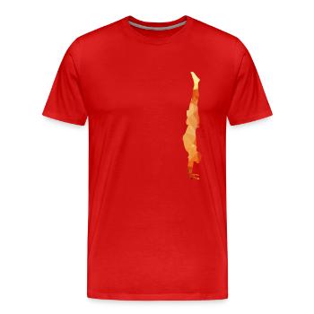 Yoga Stand polygone or - T-shirt bio Premium Homme - rouge - Devant - Damien (186cm)