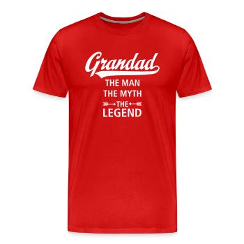 Grandad - The Man - The Myth - The Legend - Men's Premium Organic T-Shirt - red - Front - Damien (186cm)