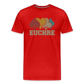 Euchre Vintage Euchre Card Board Game - T-shirt bio Premium Homme - rouge - Devant - Damien (186cm)