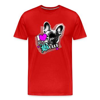 Bully - French Bulldog - Love - Men's Premium Organic T-Shirt - red - Front - Damien (186cm)