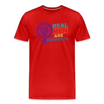 Real Men are Feminists Geschenk - Männer Premium Bio T-Shirt - Rot - Vorne - Damien (186cm)