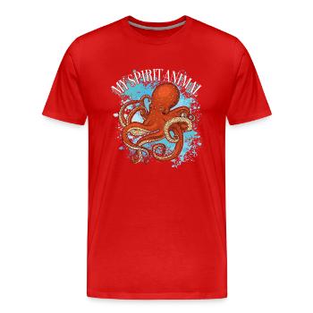 Oktopus ist mein Lieblingstier - Männer Premium Bio T-Shirt - Rot - Vorne - Damien (186cm)