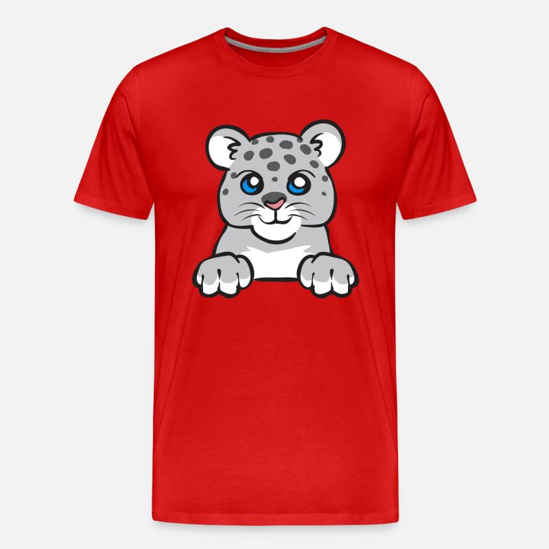Schneeleopard - Männer Premium Bio T-Shirt - Rot
