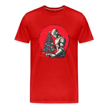 Weihnachtszeit-Cyborg - Männer Premium Bio T-Shirt - Rot - Vorne - Damien (186cm)