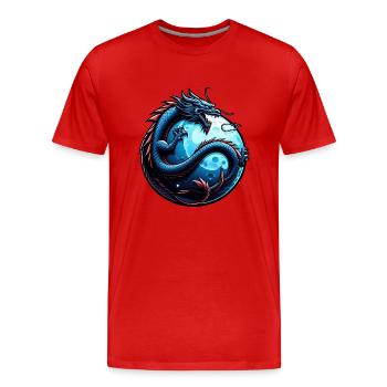 Art mystique du cercle du dragon bleu - T-shirt bio Premium Homme - rouge - Devant - Damien (186cm)