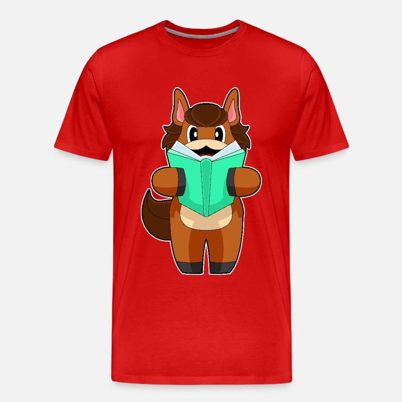 Pferd Buch - Männer Premium Bio T-Shirt - Rot