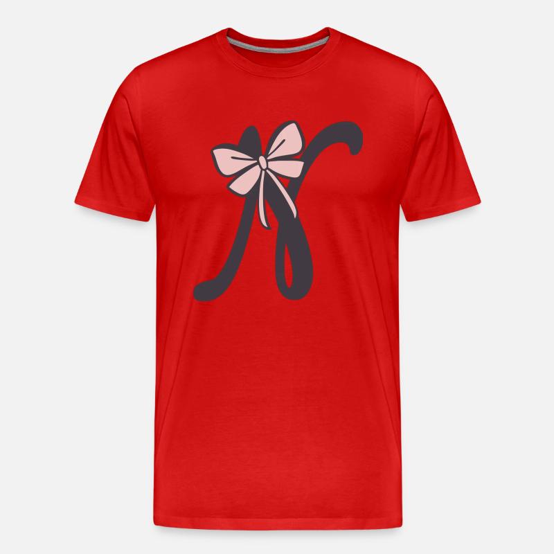 Anfangsbuchstabe N Schleifchen - Männer Premium Bio T-Shirt - Rot