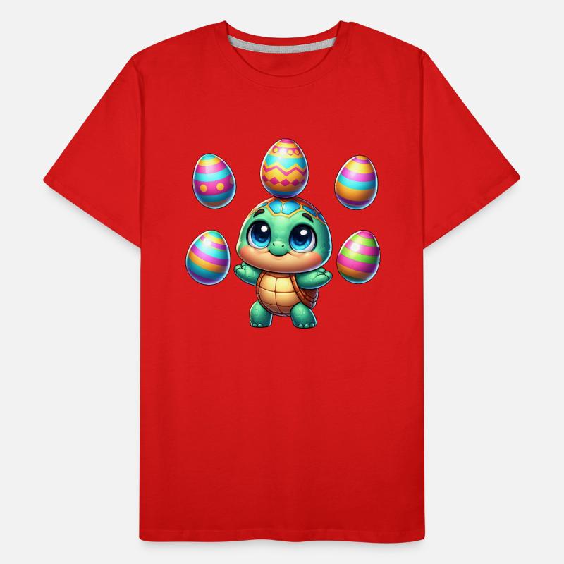 Turtle juggles colorful Easter eggs Men's Premium Organic T-Shirt