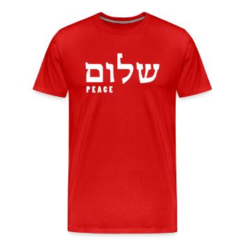 Shalom - hebrew - Männer Premium Bio T-Shirt - Rot - Vorne - Damien (186cm)