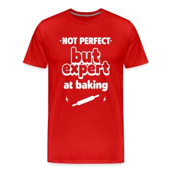 But expert at baking - Men's Premium Organic T-Shirt - red - Front - Damien (186cm)