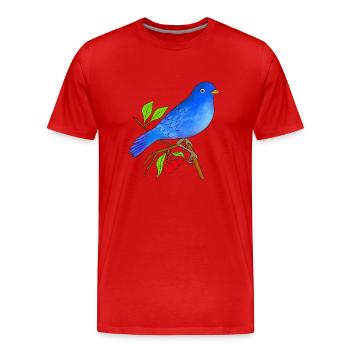Blauer Vogel - Männer Premium Bio T-Shirt - Rot - Vorne - Damien (186cm)