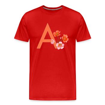 A avec des fleurs - T-shirt bio Premium Homme - rouge - Devant - Damien (186cm)