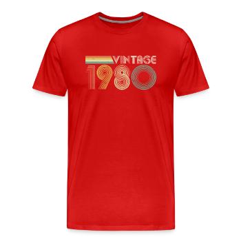 Vintage 1980, 45th Birthday - Men's Premium Organic T-Shirt - red - Front - Damien (186cm)