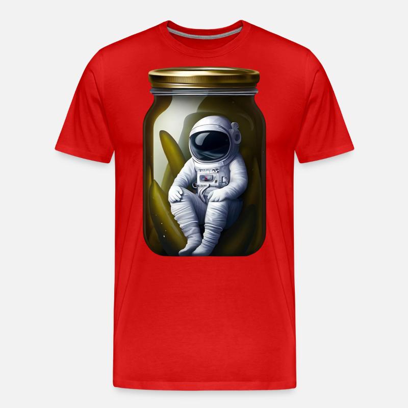 Astronaut im Gurkenglas - Männer Premium Bio T-Shirt - Rot