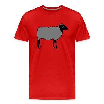 schaf, schafe, lamm, lämmer, heidschnucke - Männer Premium Bio T-Shirt - Rot - Vorne - Damien (186cm)