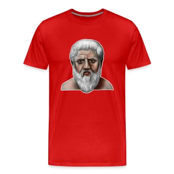 Platon Philosophe grec - T-shirt bio Premium Homme - rouge - Devant - Damien (186cm)