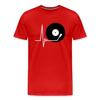 Vinyl Schallplatte Musik Puls Herzschlag Frequenz - Männer Premium Bio T-Shirt - Rot - Vorne - Damien (186cm)