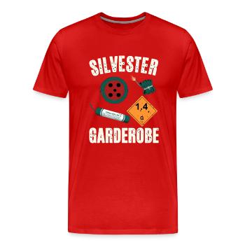 Silvester Garderobe - Männer Premium Bio T-Shirt - Rot - Vorne - Damien (186cm)