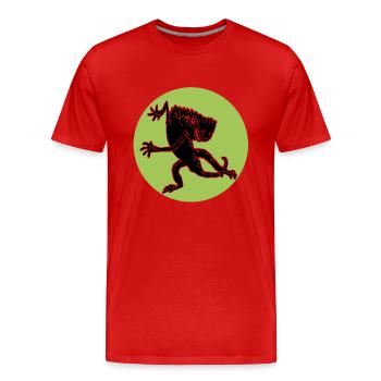 tanzende Echse - Männer Premium Bio T-Shirt - Rot - Vorne - Damien (186cm)