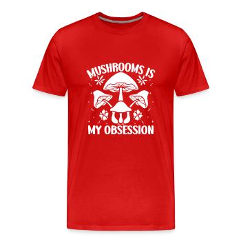 Morilles Champignons Mon Obsession Champignon - T-shirt bio Premium Homme - rouge - Devant - Damien (186cm)