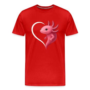 Cute Axolotl with Heart - Men's Premium Organic T-Shirt - red - Front - Damien (186cm)