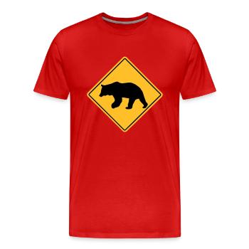 Bear Road Sign - Männer Premium Bio T-Shirt - Rot - Vorne - Damien (186cm)