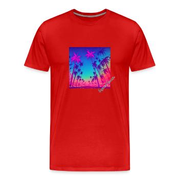 Neon Palm Highway - Men's Premium Organic T-Shirt - red - Front - Damien (186cm)