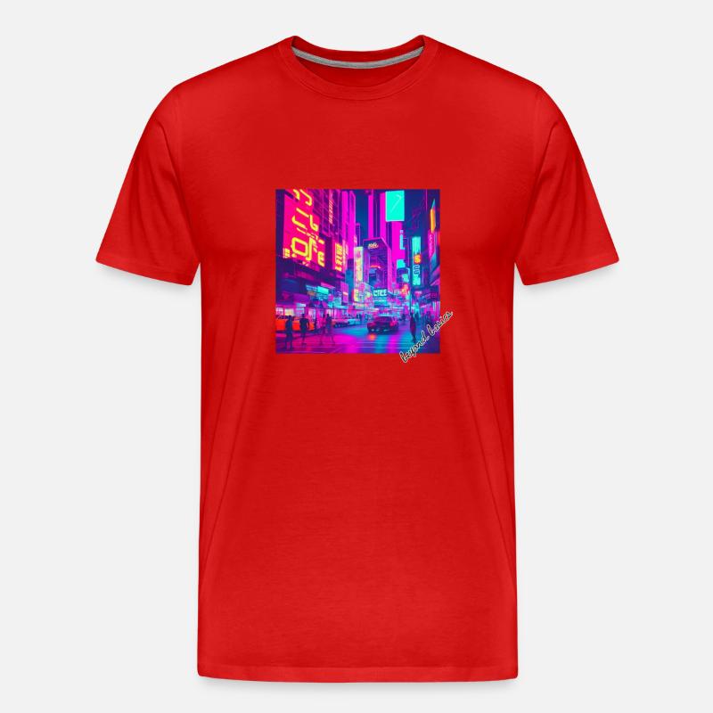 Neon Square - Männer Premium Bio T-Shirt - Rot