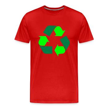 Recycle - two color - Men's Premium Organic T-Shirt - red - Front - Damien (186cm)