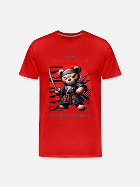 Samurai Teddy Japan - Männer Premium Bio T-Shirt - Rot