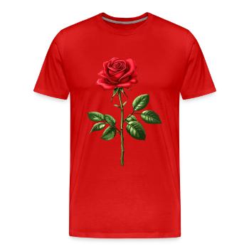 Rose Blume Design - Männer Premium Bio T-Shirt - Rot - Vorne - Damien (186cm)