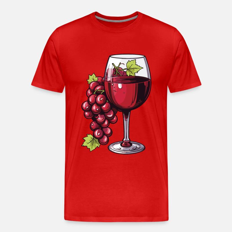 Weinglas Trauben Wein - Männer Premium Bio T-Shirt - Rot