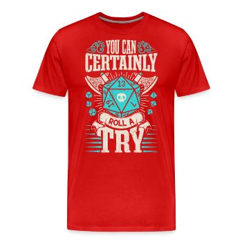 Dragon Jeux de rôle - Tu peux certainement essayer - T-shirt bio Premium Homme - rouge - Devant - Damien (186cm)