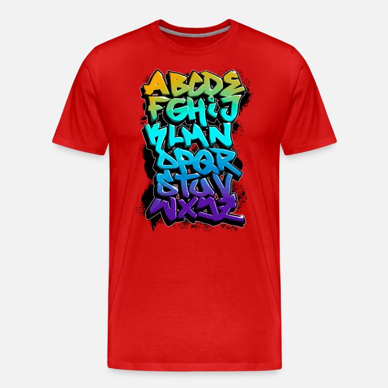GRAFFITI-ALPHABET - Männer Premium Bio T-Shirt - Rot