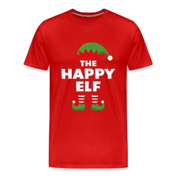 L’Elfe Heureux - T-shirt bio Premium Homme - rouge - Devant - Damien (186cm)