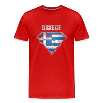 Greece Superhero Flag Greek Symbol - Men's Premium Organic T-Shirt - red - Front - Damien (186cm)