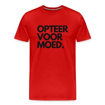 Optez pour le courage. Chemises en dialecte anversois - T-shirt bio Premium Homme - rouge - Devant - Damien (186cm)