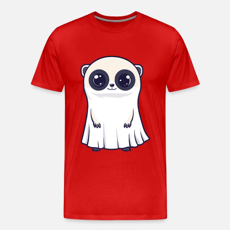 Erdmännchen Halloween Comic Geist - Männer Premium Bio T-Shirt - Rot
