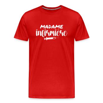 Madame l’infirmière - T-shirt bio Premium Homme - rouge - Devant - Damien (186cm)