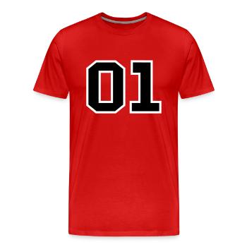 01 sheriff - T-shirt bio Premium Homme - rouge - Devant - Damien (186cm)
