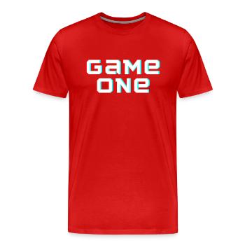 Premier jeu - T-shirt bio Premium Homme - rouge - Devant - Damien (186cm)