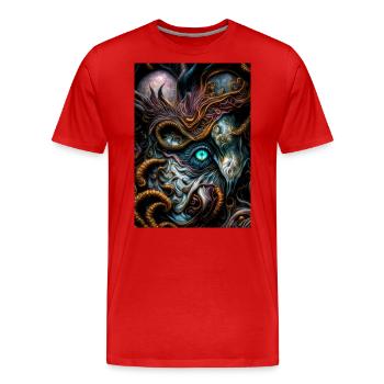 Moment III - T-shirt bio Premium Homme - rouge - Devant - Damien (186cm)