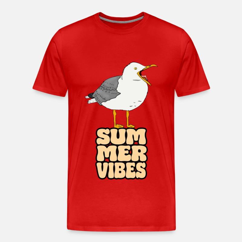 Möwe Summer Vibes - Männer Premium Bio T-Shirt - Rot