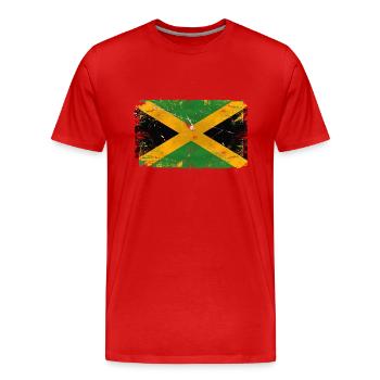Jamaica Vintage Flag - Männer Premium Bio T-Shirt - Rot - Vorne - Damien (186cm)